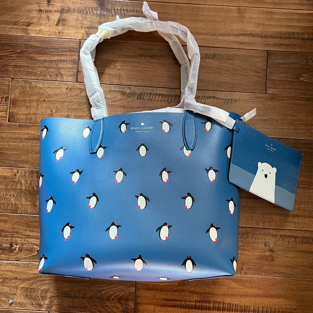 NWT Kate Spade Arctic Friends Penguin Large Reversivle Tote